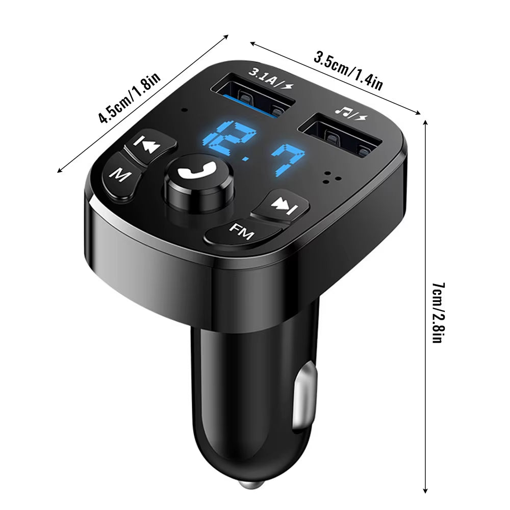 Bluetooth 5.0 FM Transmitter Car Kit Handfree Dual USB Car Charger 3.1A Support TF Card U Disk AUX MP3 Modulator Music Player