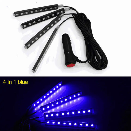 12 LED Car Interior Floor Foot Lamp AUTO Decoration Light with USB Multiple Modes Car Styling Atmosphere RGB Neon Lamp Strips