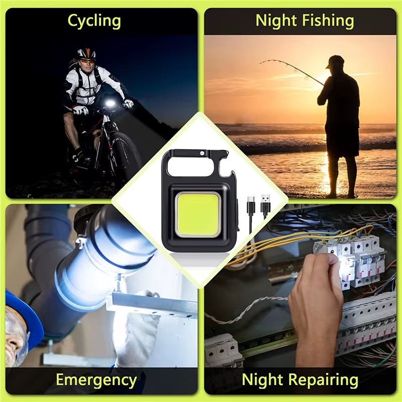 Mini LED Flashlight Keychain Light Multifunctional Portable COB Camping Flashlights USB Charging Work Lights Fishing Lanterna