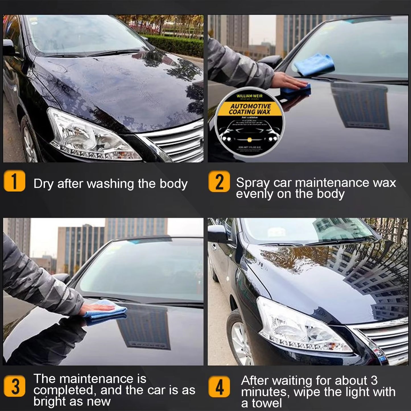 200G Car Wax Polish Kit Automotive Carnauba Wax Scratch Repair Accessories Automotive Care Plating Crystal Car Carnauba Wax