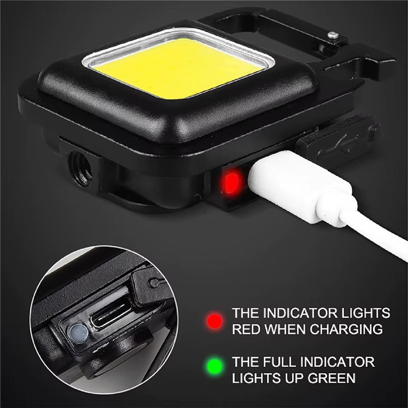 Mini LED Flashlight Keychain Light Multifunctional Portable COB Camping Flashlights USB Charging Work Lights Fishing Lanterna