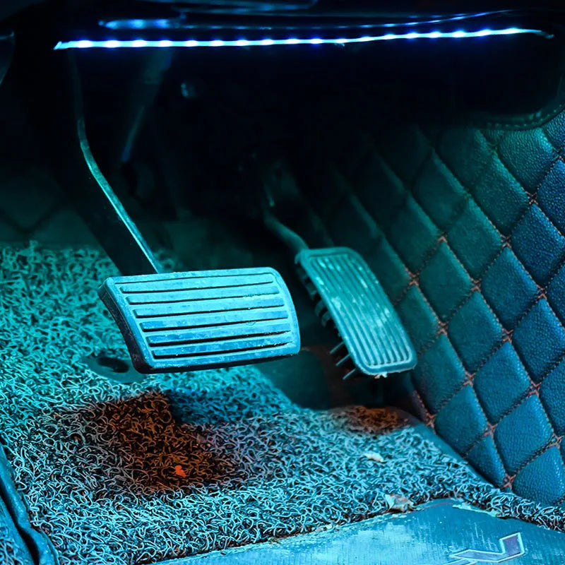 12 LED Car Interior Floor Foot Lamp AUTO Decoration Light with USB Multiple Modes Car Styling Atmosphere RGB Neon Lamp Strips